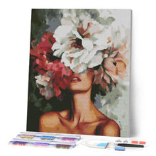 Laden Sie das Bild in den Galerie-Viewer, Diamond Painting - Schönheit hinter Blumen – 40 x 50 cm auf Keilrahmen gespannt