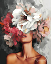 Laden Sie das Bild in den Galerie-Viewer, Diamond Painting - Schönheit hinter Blumen – 40 x 50 cm auf Keilrahmen gespannt