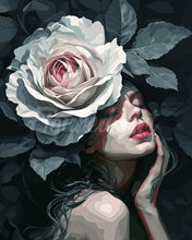 Laden Sie das Bild in den Galerie-Viewer, Diamond Painting - Dame mit Weißer Rose