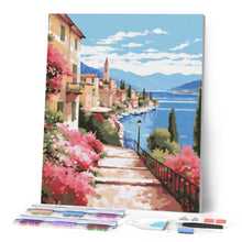 Laden Sie das Bild in den Galerie-Viewer, Diamond Painting - Comer See in voller Blüte – 40 x 50 cm auf Keilrahmen gespannt