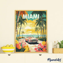 Laden Sie das Bild in den Galerie-Viewer, Diamond Painting - Reiseposter Miami Sonnenuntergang