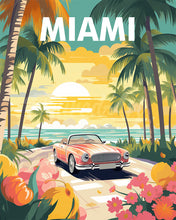 Laden Sie das Bild in den Galerie-Viewer, Diamond Painting - Reiseposter Miami Sonnenuntergang