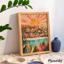 Laden Sie das Bild in den Galerie-Viewer, Diamond Painting - Bali Sonnenaufgang – 40 x 50 cm auf Keilrahmen gespannt