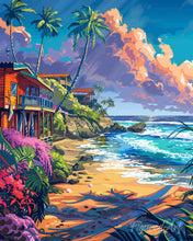 Laden Sie das Bild in den Galerie-Viewer, Diamond Painting - Strandhäuser – 40 x 50 cm auf Keilrahmen gespannt