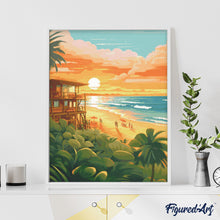 Laden Sie das Bild in den Galerie-Viewer, Diamond Painting - Strandclub bei Sonnenuntergang