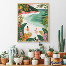 Laden Sie das Bild in den Galerie-Viewer, Diamond Painting - Tropische Bucht – 40 x 50 cm auf Keilrahmen gespannt