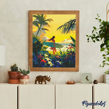 Laden Sie das Bild in den Galerie-Viewer, Diamond Painting - Surfer bei Sonnenuntergang – 40 x 50 cm auf Keilrahmen gespannt