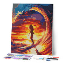 Laden Sie das Bild in den Galerie-Viewer, Diamond Painting - Surfmädchen und die große Welle