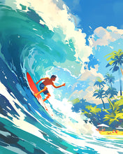 Laden Sie das Bild in den Galerie-Viewer, Diamond Painting - Surfen in Hawaii – 40 x 50 cm auf Keilrahmen gespannt