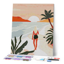 Laden Sie das Bild in den Galerie-Viewer, Diamond Painting - Strandspaziergang bei Sonnenuntergang