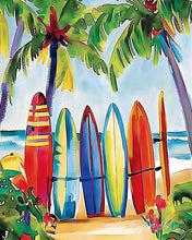 Laden Sie das Bild in den Galerie-Viewer, Diamond Painting - Bunte Surfbretter – 40 x 50 cm auf Keilrahmen gespannt