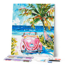Laden Sie das Bild in den Galerie-Viewer, Diamond Painting - Rosa Auto am Meer