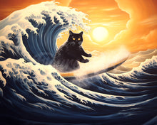 Laden Sie das Bild in den Galerie-Viewer, Diamond Painting - Die große Welle der schwarzen Katze