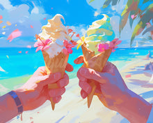Laden Sie das Bild in den Galerie-Viewer, Diamond Painting - Eiscreme am Strand