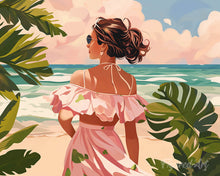 Laden Sie das Bild in den Galerie-Viewer, Diamond Painting - Liebliches Mädchen am Meer – 40 x 50 cm auf Keilrahmen gespannt