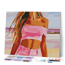 Laden Sie das Bild in den Galerie-Viewer, Diamond Painting - Meer, Sand und Stil – 40 x 50 cm auf Keilrahmen gespannt