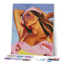 Laden Sie das Bild in den Galerie-Viewer, Diamond Painting - Sonnengeküsstes Mädchen – 40 x 50 cm auf Keilrahmen gespannt