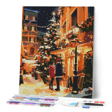 Laden Sie das Bild in den Galerie-Viewer, Diamond Painting - Weihnachtspaar in der Stadt – 40 x 50 cm auf Keilrahmen gespannt