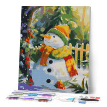 Laden Sie das Bild in den Galerie-Viewer, Diamond Painting - Fröhlicher Schneemann – 40 x 50 cm auf Keilrahmen gespannt