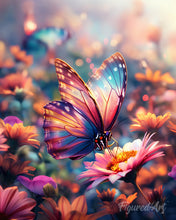 Laden Sie das Bild in den Galerie-Viewer, Diamond Painting - Futtersuchender Schmetterling – 40 x 50 cm auf Keilrahmen gespannt