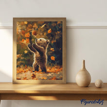 Laden Sie das Bild in den Galerie-Viewer, Diamond Painting - Bär und fallende Blätter – 40 x 50 cm auf Keilrahmen gespannt