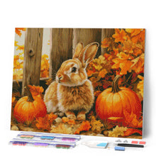 Laden Sie das Bild in den Galerie-Viewer, Diamond Painting - Hase und Kürbisse – 40 x 50 cm auf Keilrahmen gespannt