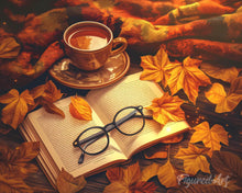 Laden Sie das Bild in den Galerie-Viewer, Diamond Painting - Herbsttee und Buch – 40 x 50 cm auf Keilrahmen gespannt