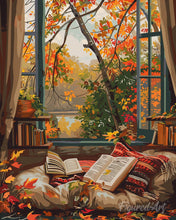 Laden Sie das Bild in den Galerie-Viewer, Diamond Painting - Gemütliches Herbstlesen – 40 x 50 cm auf Keilrahmen gespannt