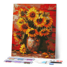 Laden Sie das Bild in den Galerie-Viewer, Diamond Painting - Herbst-Sonnenblumen-Vase – 40 x 50 cm auf Keilrahmen gespannt