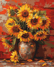 Laden Sie das Bild in den Galerie-Viewer, Diamond Painting - Herbst-Sonnenblumen-Vase – 40 x 50 cm auf Keilrahmen gespannt
