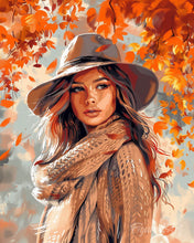 Laden Sie das Bild in den Galerie-Viewer, Diamond Painting - Dame der Herbstwinde – 40 x 50 cm auf Keilrahmen gespannt