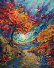 Laden Sie das Bild in den Galerie-Viewer, Diamond Painting - Surrealer Herbst inspiriert von Van Gogh – 40 x 50 cm auf Keilrahmen gespannt