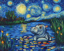 Laden Sie das Bild in den Galerie-Viewer, Diamond Painting - Nilpferd in der Sternennacht