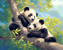 Laden Sie das Bild in den Galerie-Viewer, Diamond Painting - Pandas auf einem Ast