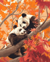 Laden Sie das Bild in den Galerie-Viewer, Diamond Painting - Pandazwillinge im Herbst