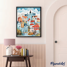 Laden Sie das Bild in den Galerie-Viewer, Diamond Painting - Blaues Traumdorf