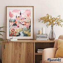 Laden Sie das Bild in den Galerie-Viewer, Diamond Painting - Rosafarbenes Traumdorf