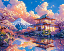 Laden Sie das Bild in den Galerie-Viewer, Diamond Painting - Tempelblick mit Mount Fuji