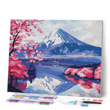 Laden Sie das Bild in den Galerie-Viewer, Diamond Painting - Mount Fuji und Kirschbüten See – 40 x 50 cm auf Keilrahmen gespannt