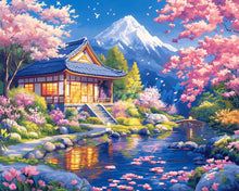 Laden Sie das Bild in den Galerie-Viewer, Diamond Painting - Kirschbüten Haus am Teich