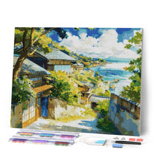 Laden Sie das Bild in den Galerie-Viewer, Diamond Painting - Küstenort in Japan – 40 x 50 cm auf Keilrahmen gespannt