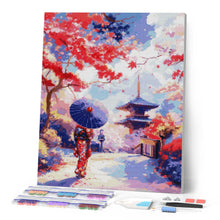 Laden Sie das Bild in den Galerie-Viewer, Diamond Painting - Japanischer Garten im Herbst – 40 x 50 cm auf Keilrahmen gespannt