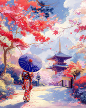 Laden Sie das Bild in den Galerie-Viewer, Diamond Painting - Japanischer Garten im Herbst – 40 x 50 cm auf Keilrahmen gespannt
