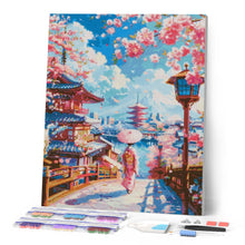 Laden Sie das Bild in den Galerie-Viewer, Diamond Painting - Sakura-Straße in Kyoto – 40 x 50 cm auf Keilrahmen gespannt