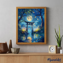 Laden Sie das Bild in den Galerie-Viewer, Diamond Painting - Mondlicht-Torii mit Glühwürmchen