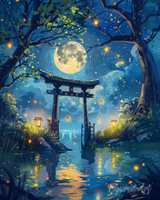 Laden Sie das Bild in den Galerie-Viewer, Diamond Painting - Mondlicht-Torii mit Glühwürmchen