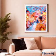Laden Sie das Bild in den Galerie-Viewer, Diamond Painting - Kimono-Mädchen auf Sakura-Straße