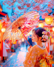 Laden Sie das Bild in den Galerie-Viewer, Diamond Painting - Kimono-Mädchen auf Sakura-Straße