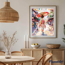 Laden Sie das Bild in den Galerie-Viewer, Diamond Painting - Yukata-Mädchen auf der Feststraße – 40 x 50 cm auf Keilrahmen gespannt