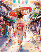 Laden Sie das Bild in den Galerie-Viewer, Diamond Painting - Yukata-Mädchen auf der Feststraße